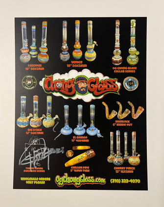 OG Chong Glass 2023 Model LineUp Poster 8x10 Signed by Tommy Chong